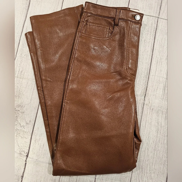 Aritzia Wilfred the Melina faux leather pants Size 8 Super high waist brown - Picture 8 of 11